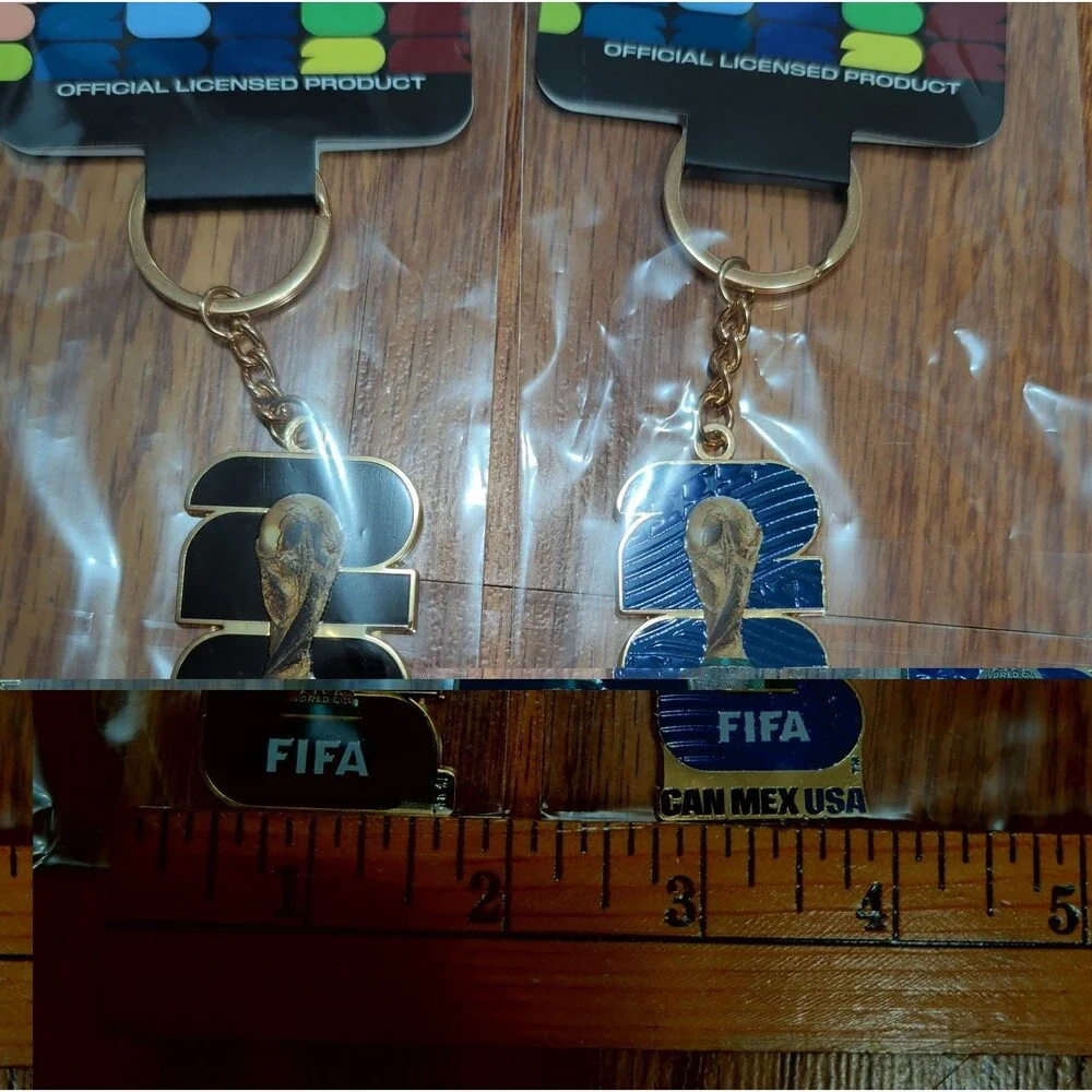 FIFA Official Licensed Metal Keychain Lot of 2 CAN MEX USA Trophy Gold/Blue